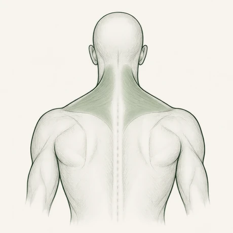 Vista posterior con cuello y trapecios resaltados