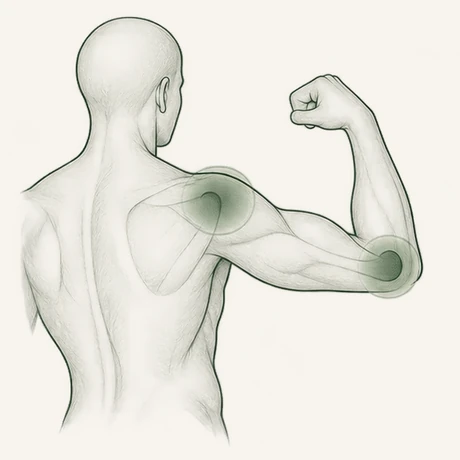 Torso y brazo con el hombro y el codo resaltados